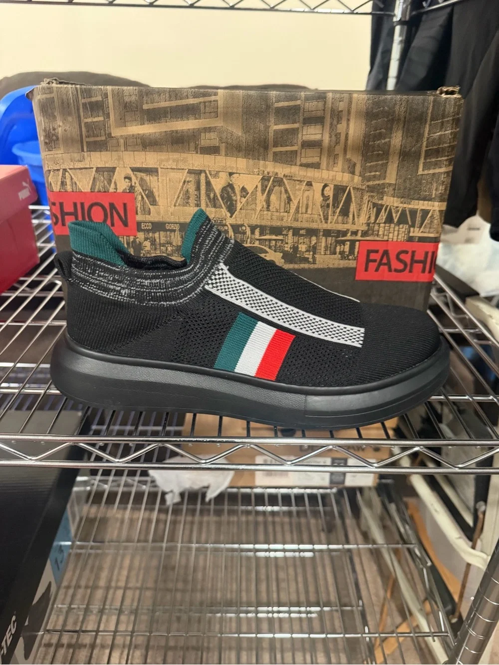 Fashion Shoes Men’s Slip On Fashion Sneakers Black Green Red Size 9 M US